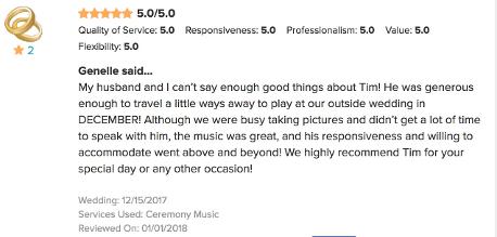 5 star review guitarist Tim Hillwood